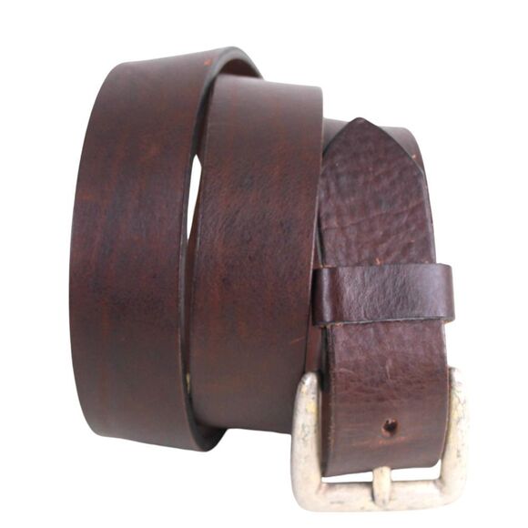 CLASSIC SADDLE BROWN REAL LEATHER 1 3/8"Wd CASUAL DRESS MEN'S BELT Sz 38/95 (X46 - Picture 1 of 13